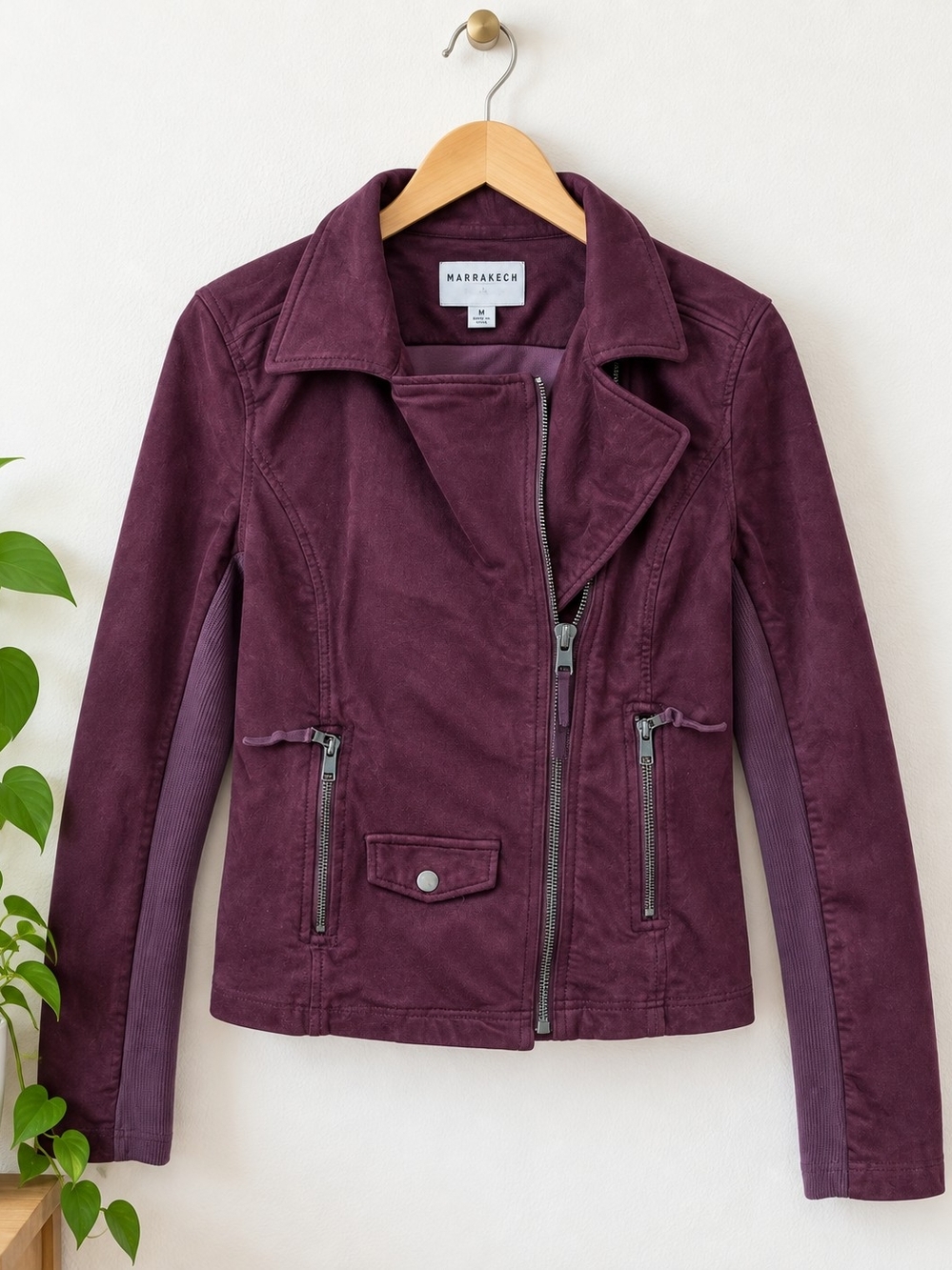 Marrakech Anthropology Women's Plum Moto Jacket